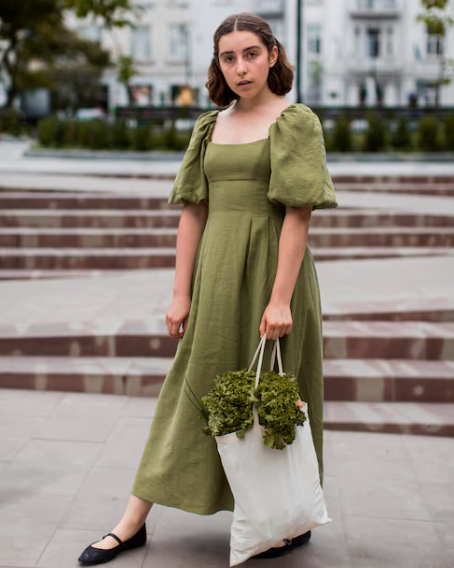 Women Green Dress - Long