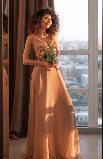 Women Night Dress Orance / Beige