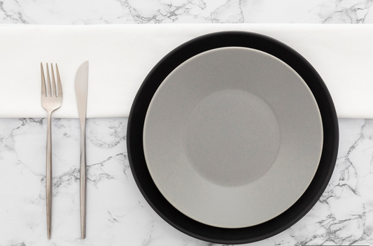 Black and White Dinnerware Set for 4 People