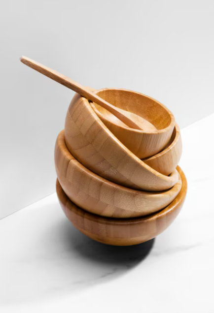 Wooden Bowl - Bamboo 5 Piece Set