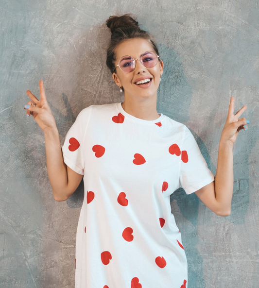 Heart Printed Organic Cotton Tshirt Women
