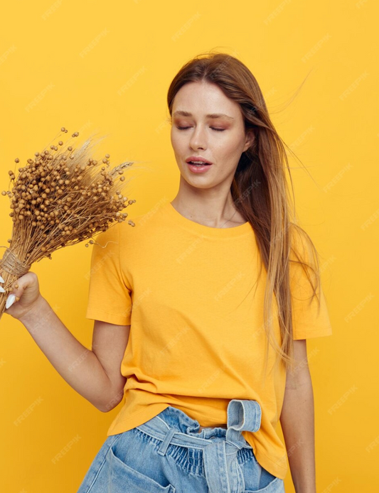 Yellow Tshirt Organic Cotton - Women - Very Very Very Long Product Name is here