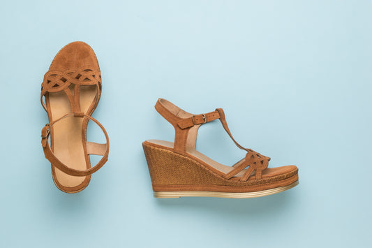 Women Sandals Heels Brown Leather